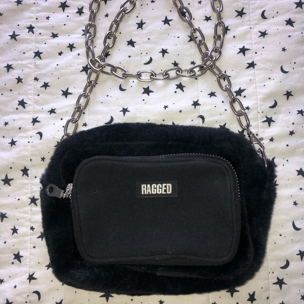 the ragged priest faux fur crossbody bag with chain strap